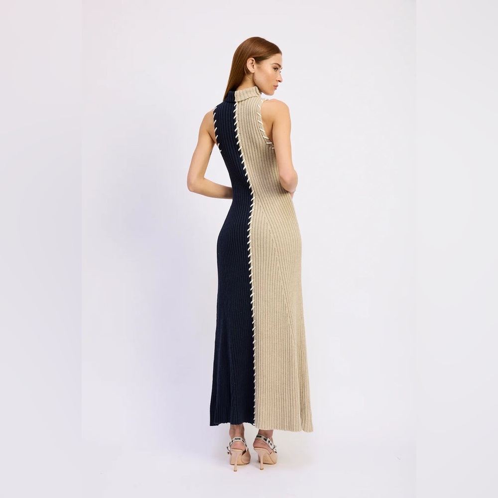 EN SAISON GWENDOLYN MAXI KNIT DRESS Two-Tone Rib Knit Dress Size S NWT - Picture 4 of 8